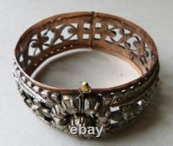 Beautiful Antique Solid Silver Bracelet Set with Diamonds, 72g