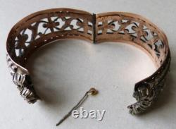 Beautiful Antique Solid Silver Bracelet Set with Diamonds, 72g