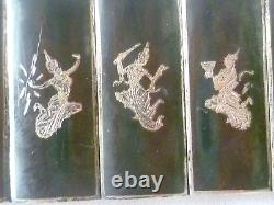 Beautiful Antique Solid Silver Enamel Articulated Bracelet from the Far East