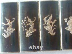 Beautiful Antique Solid Silver Enamel Articulated Bracelet from the Far East