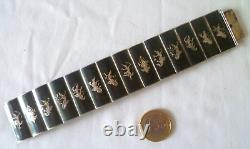 Beautiful Antique Solid Silver Enamel Articulated Bracelet from the Far East