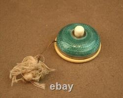 Beautiful Antique Solid Silver Enamel Service Bell