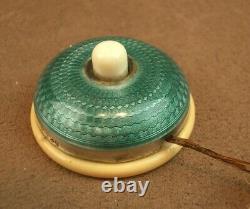 Beautiful Antique Solid Silver Enamel Service Bell