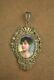 Beautiful Antique Sterling Silver Pendant With Miniature Painting On Porcelain