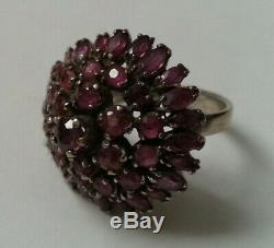 Beautiful Big Former Silver Ring With Ruby Pink Purple Punches