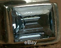 Beautiful Large Ring Tank Old Art Deco Silver Set With One Bluestone