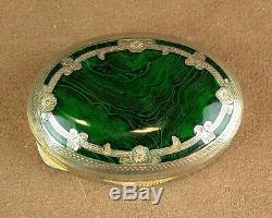 Beautiful Old Box Silver Massif Email Imitating Malachite