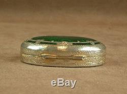 Beautiful Old Box Silver Massif Email Imitating Malachite