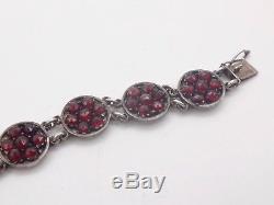 Beautiful Old Bracelet In Sterling Silver And Garnets