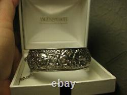 Beautiful Old Bracelet Opening Patterns Roses Daisies In Massive Silver