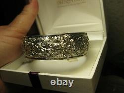 Beautiful Old Bracelet Opening Patterns Roses Daisies In Massive Silver