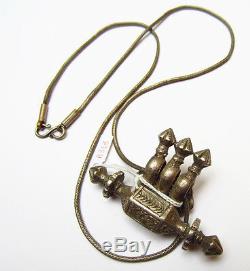 Beautiful Old Necklace Silver Worked Pendant Pate Glass India 19th