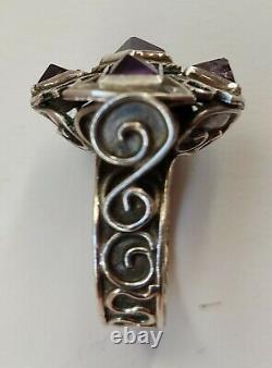 Beautiful Old Ring 1940 Matl Matilde Poulat Mexico Silver 925 Massive Amethyst