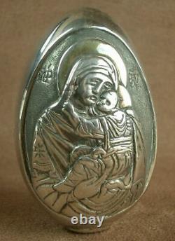 Beautiful Russian Icon Egg Silver Massive Double Face Ancient