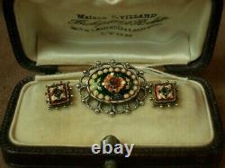 Beautiful Set Of Ancient Buttons Silver & Email Bressan Emaux Bressans