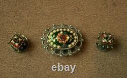 Beautiful Set Of Ancient Buttons Silver & Email Bressan Emaux Bressans