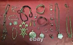 Beautiful Set of 25 Antique Solid Silver Jewelry Necklace Bracelet Ring 236 Grams