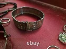 Beautiful Set of 25 Antique Solid Silver Jewelry Necklace Bracelet Ring 236 Grams