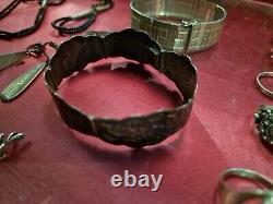 Beautiful Set of 25 Antique Solid Silver Jewelry Necklace Bracelet Ring 236 Grams