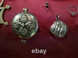 Beautiful Set of 25 Antique Solid Silver Jewelry Necklace Bracelet Ring 236 Grams
