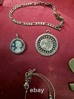 Beautiful Set of 25 Antique Solid Silver Jewelry Necklace Bracelet Ring 236 Grams