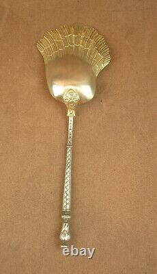 Beautiful Solid Silver and Vermeil Antique Ice Cream Scoop Spoon with Minerva Hallmark