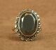 Beautiful Vintage Ring In Solid Gold And Silver Set With A Large Hematite T54