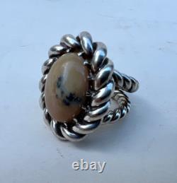 Beautiful Vintage Twisted Solid Silver Ring with Stone circa 1960-70
