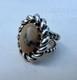 Beautiful Vintage Twisted Solid Silver Ring With Stone Circa 1960-70