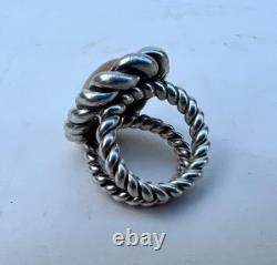 Beautiful Vintage Twisted Solid Silver Ring with Stone circa 1960-70