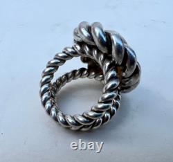 Beautiful Vintage Twisted Solid Silver Ring with Stone circa 1960-70
