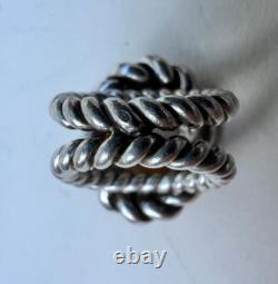 Beautiful Vintage Twisted Solid Silver Ring with Stone circa 1960-70
