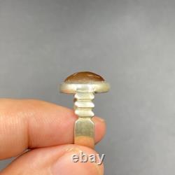 Beautiful ancient Roman ring in solid silver with agate cornelian fighting tail