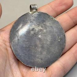 Beautiful ancient pendant in solid Greek Roman silver with image of a king