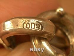 Beautiful antique solid silver charm bracelet, coffee-bean link chain