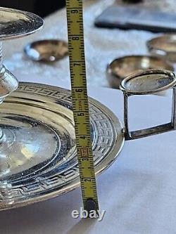 Beautiful antique solid silver hand-held candle holder, Minerva