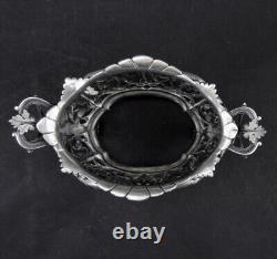 Beautiful antique solid silver sugar basin with handles Minerva hallmark 19th century period