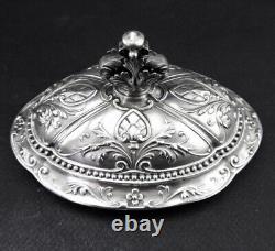 Beautiful antique solid silver sugar basin with handles Minerva hallmark 19th century period