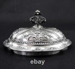Beautiful antique solid silver sugar basin with handles Minerva hallmark 19th century period