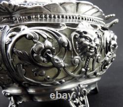 Beautiful antique solid silver sugar basin with handles Minerva hallmark 19th century period