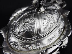 Beautiful antique solid silver sugar basin with handles Minerva hallmark 19th century period