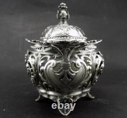 Beautiful antique solid silver sugar basin with handles Minerva hallmark 19th century period