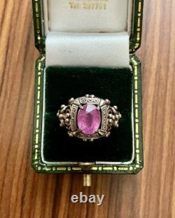 Beautiful genuine ruby, solid silver, highly ornate, sublime antique ring