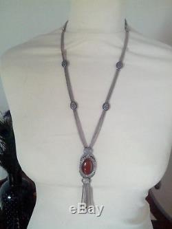 Beginning 19 Th Very Beautiful Necklace Sautoir Old Silver Solid Punches