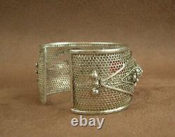 Bel Important Bracelet Ancien Berber In Massif Argent And Pierre Rouge