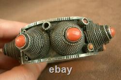 Bel Important Bracelet Ancien Berbere Kabyle Silver And Coral