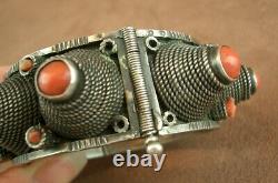 Bel Important Bracelet Ancien Berbere Kabyle Silver And Coral