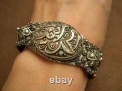 Bel Important Bracelet Ancien Berbere Silver Massif Poinconné