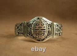 Bel Important Bracelet Ancien Manchet In Massive China Indochina