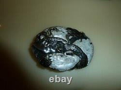 Belt Buckle- Asian Silver-superb Old Work Decor Birds Em